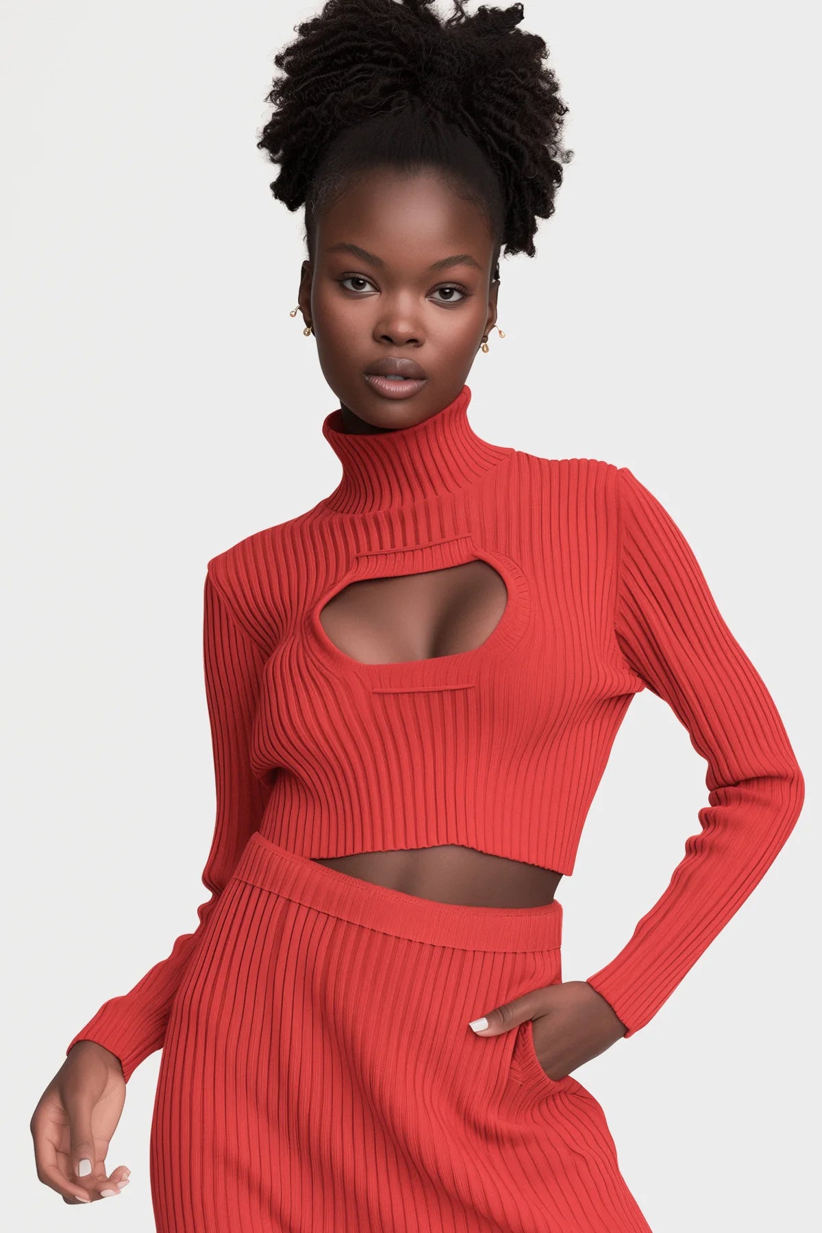 Cashmere knit frostbite cropped high-neck