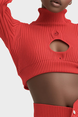 Cashmere knit frostbite cropped high-neck