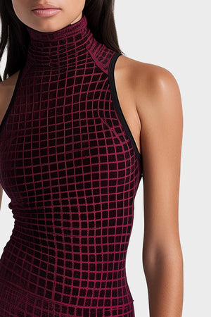 Grid velvet touch cropped top