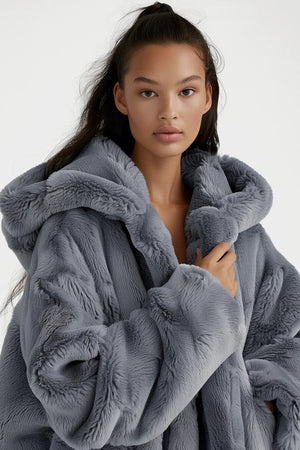 Plush Faux Fur Long Coat